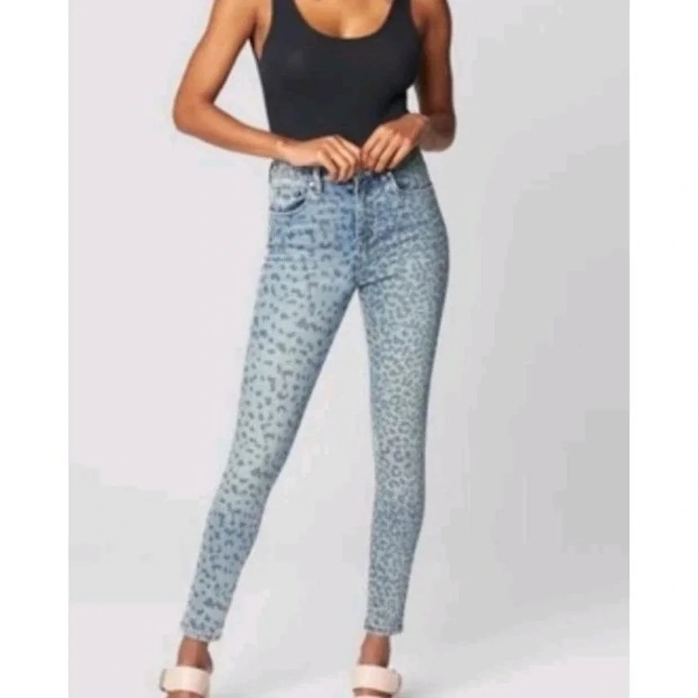 NWT BlankNYC The Great Jones‎ High Rise Skinny Jeans Blue Leopard Print 25